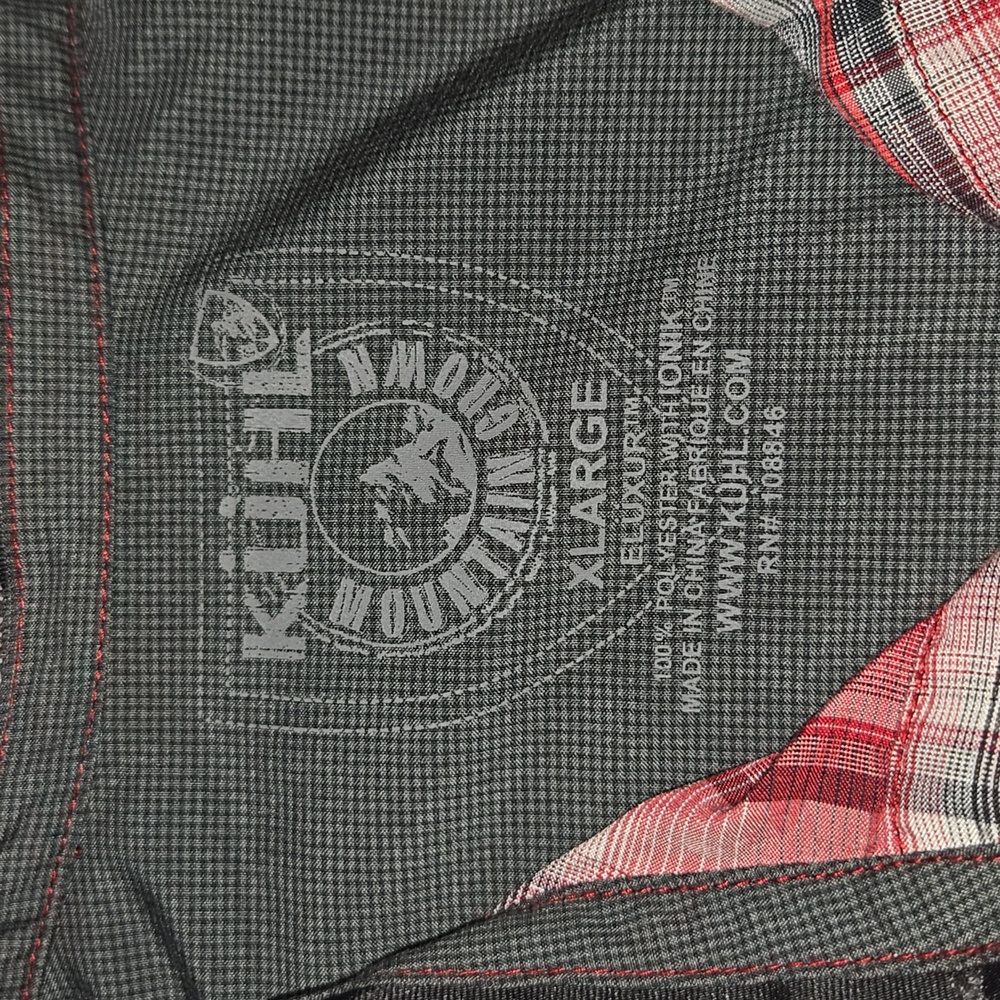 Kuhl Men's Eluxur Red and Black Plaid Button Down Shirt - Picture 4 of 5